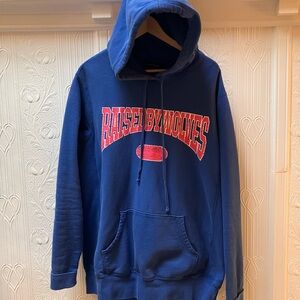 Navy Hoodie with pink Chest Graphic